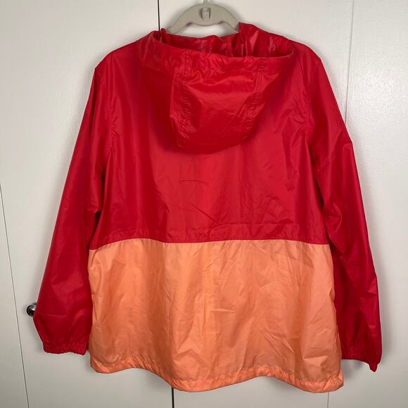 Columbia Womans Windbreaker Jacket 1X Center Ridge Tangerine Colorblock Hoodie - Picture 3 of 7